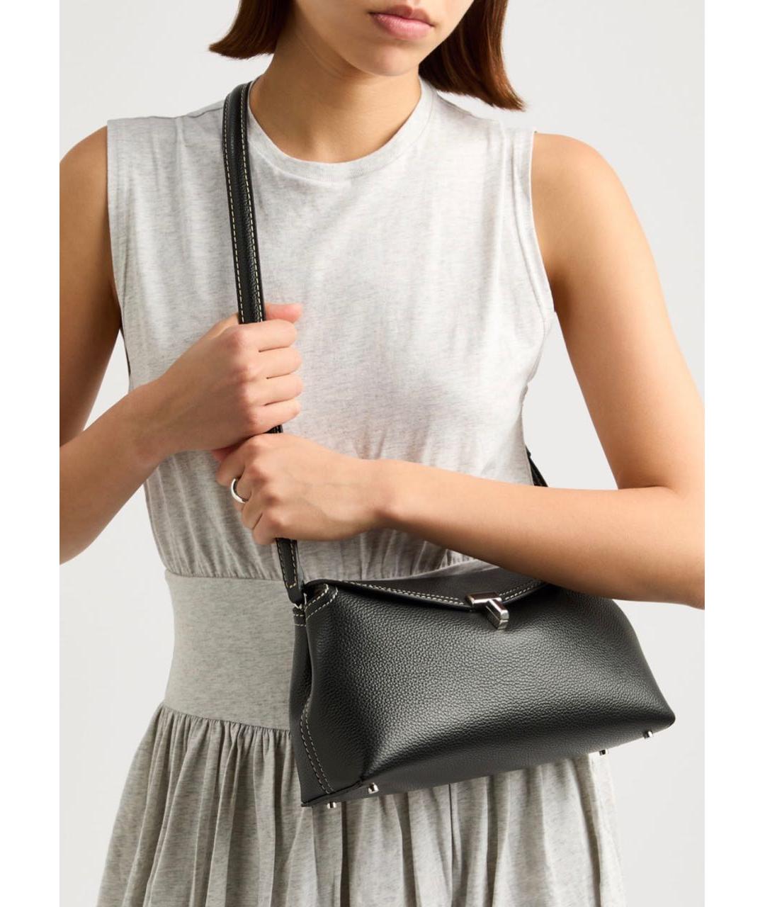 TOTEME Черная кожаная сумка через плечо, фото 2