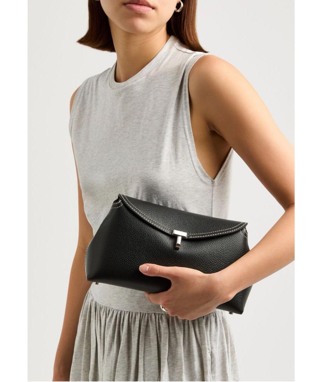 TOTEME Черная кожаная сумка через плечо, фото 3