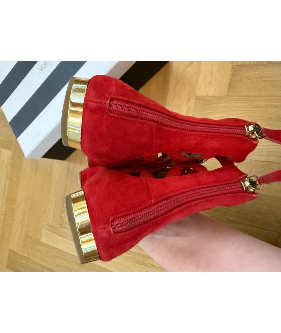 AQUAZZURA Красные замшевые балетки, фото 5