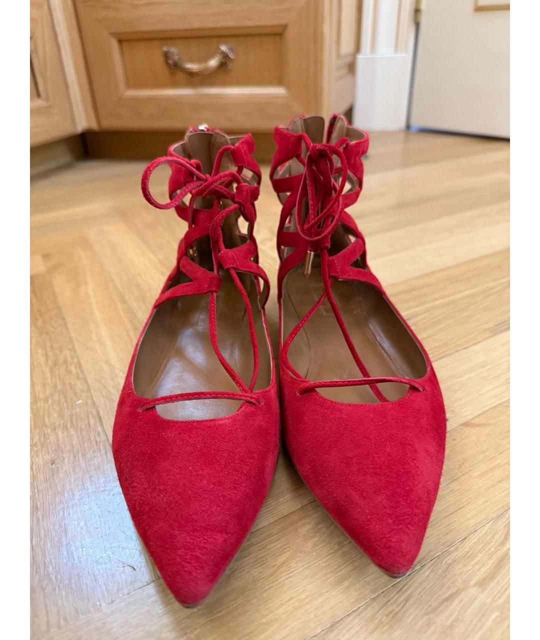 AQUAZZURA Красные замшевые балетки, фото 2