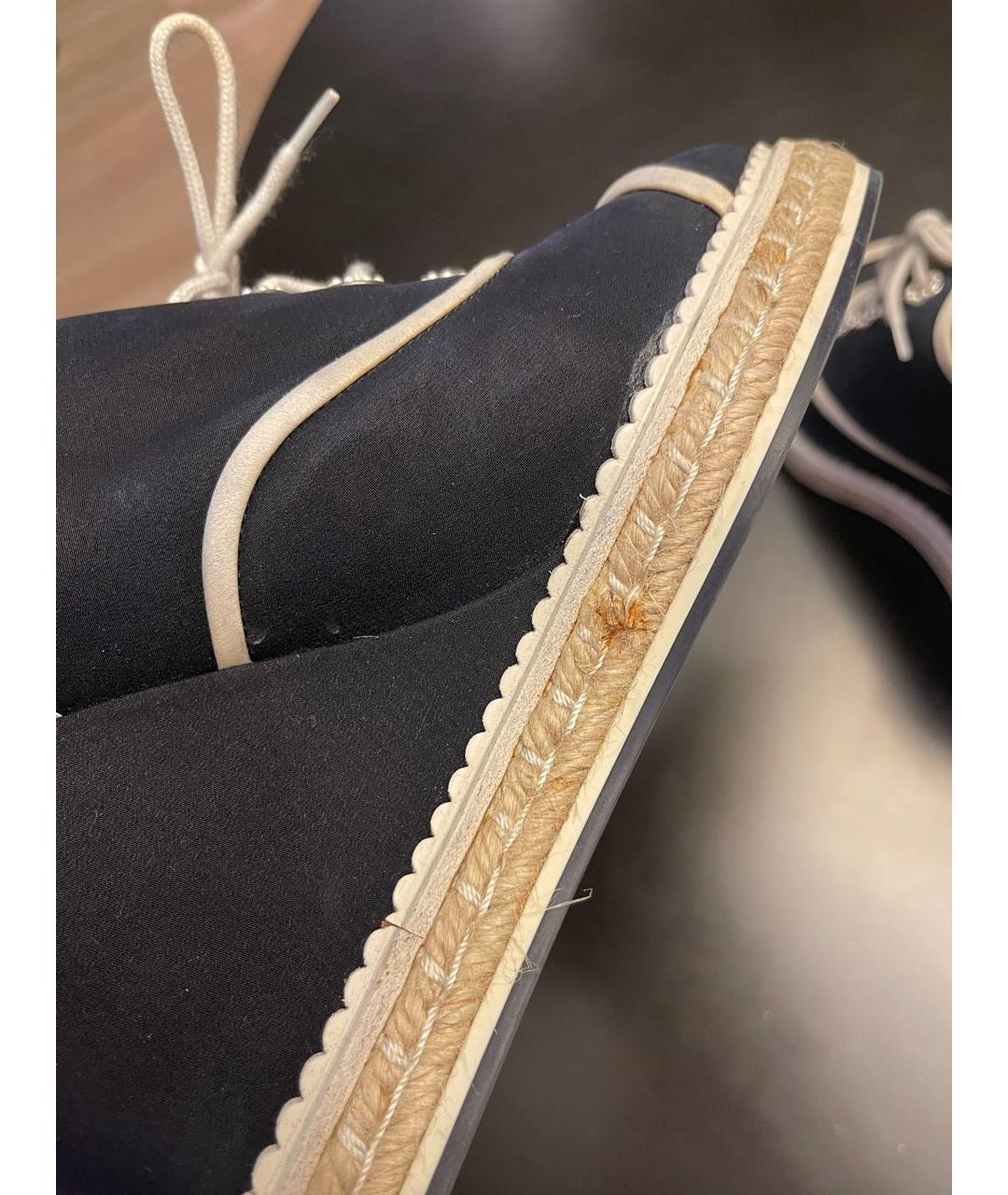 CHANEL Темно-синие текстильные кеды, фото 6