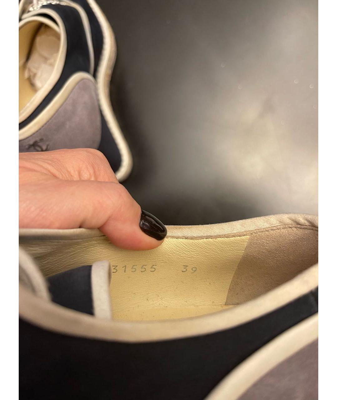 CHANEL Темно-синие текстильные кеды, фото 8