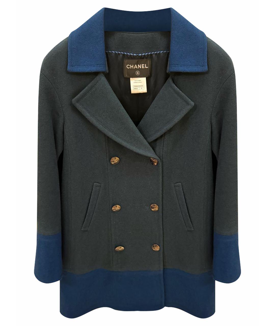 CHANEL Синее шерстяное пальто, фото 1