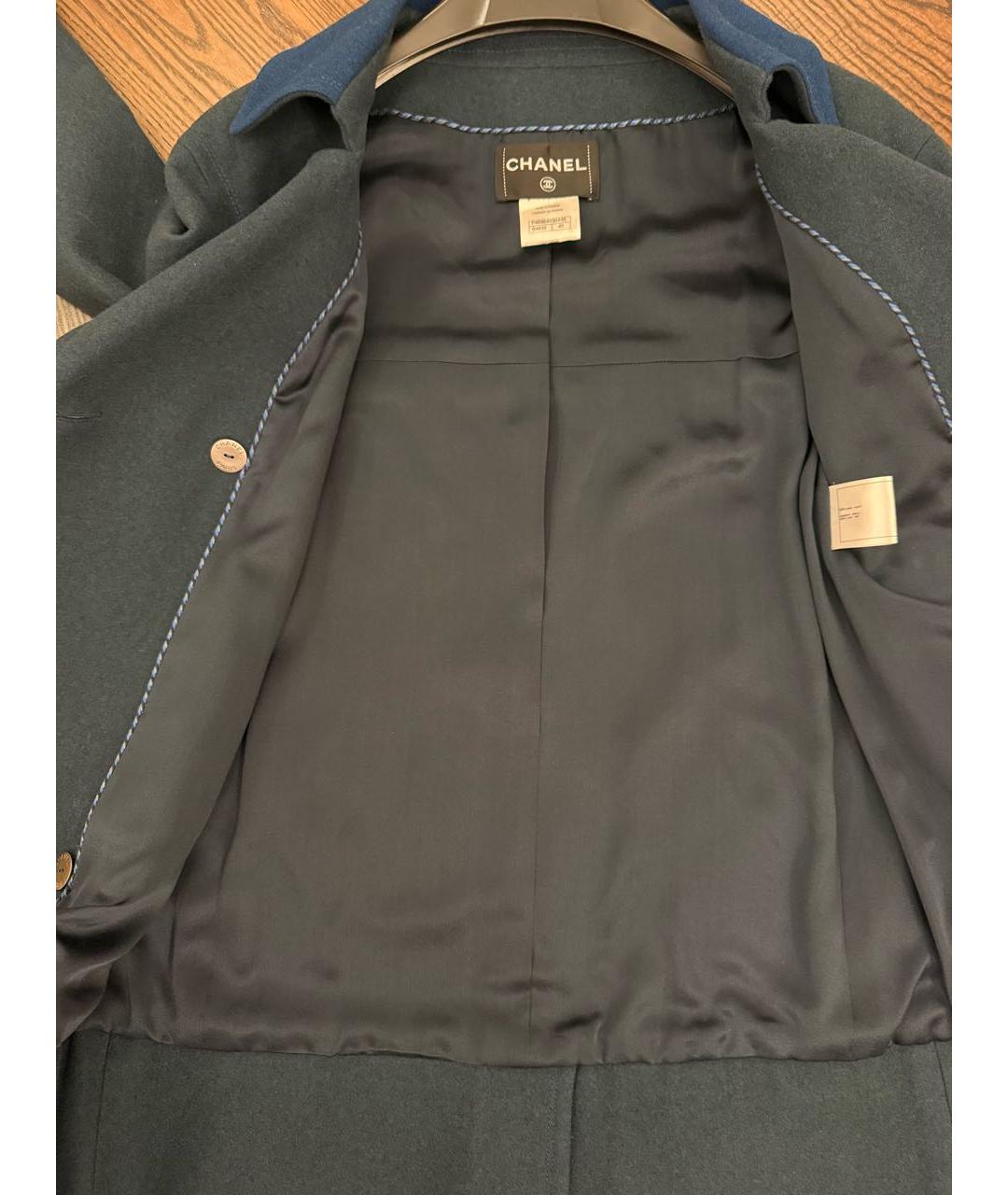 CHANEL Синее шерстяное пальто, фото 6