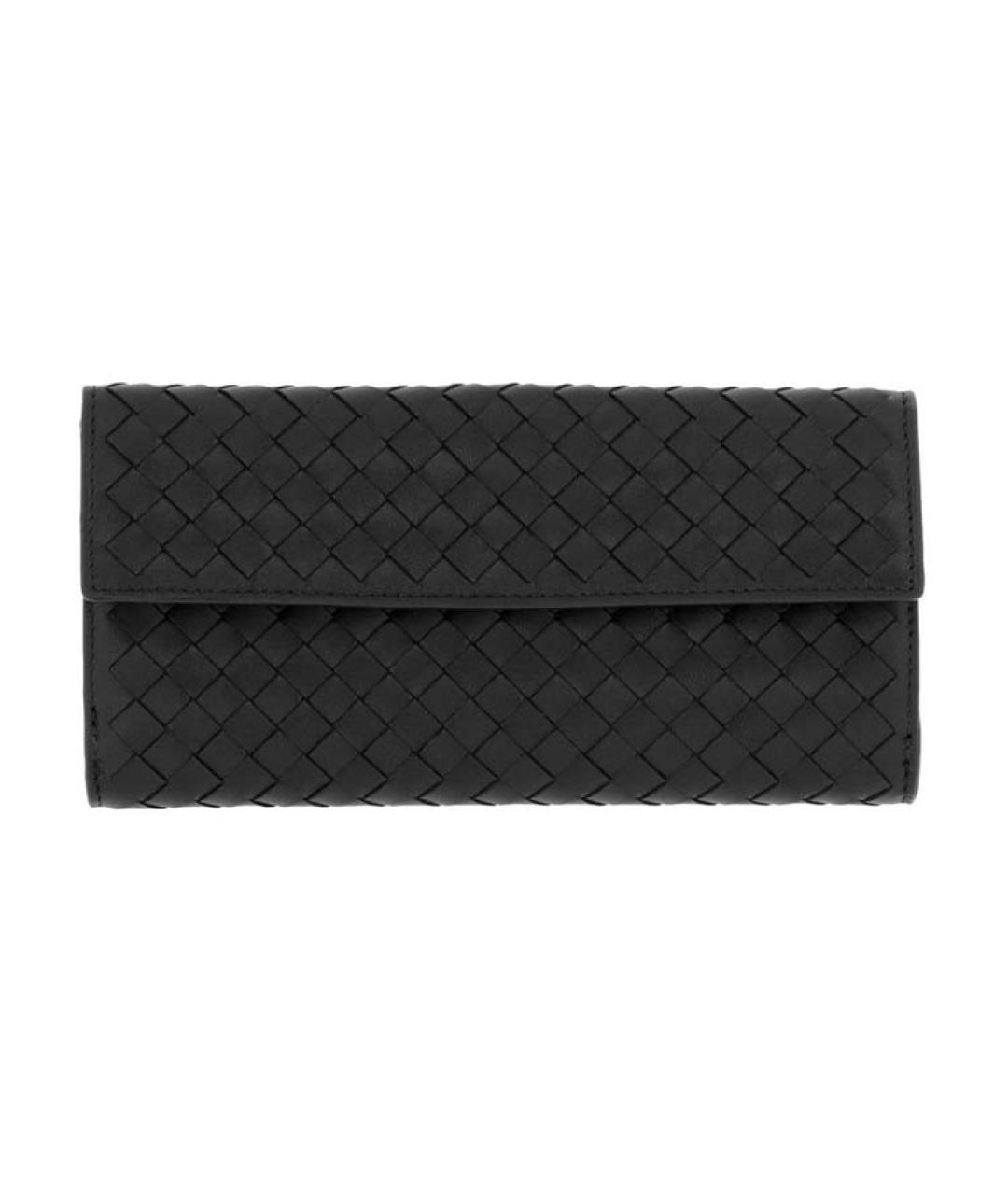 BOTTEGA VENETA Черный кожаный кошелек, фото 1
