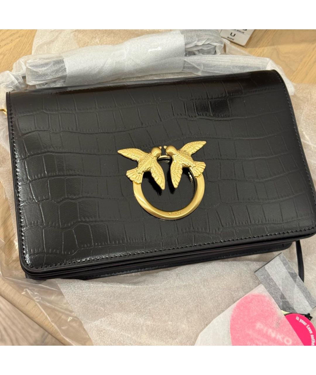 PINKO Черная кожаная сумка через плечо, фото 2