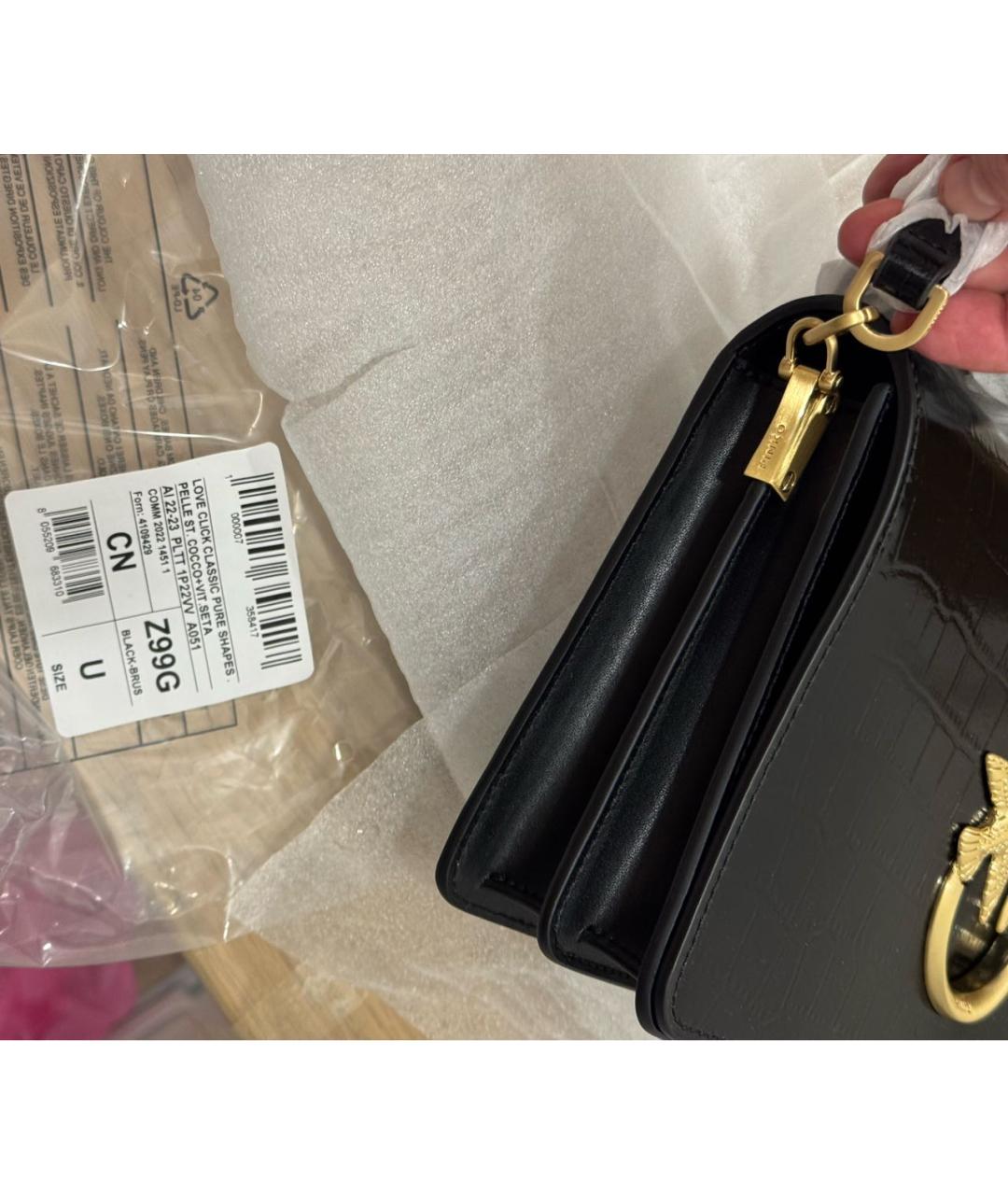 PINKO Черная кожаная сумка через плечо, фото 7