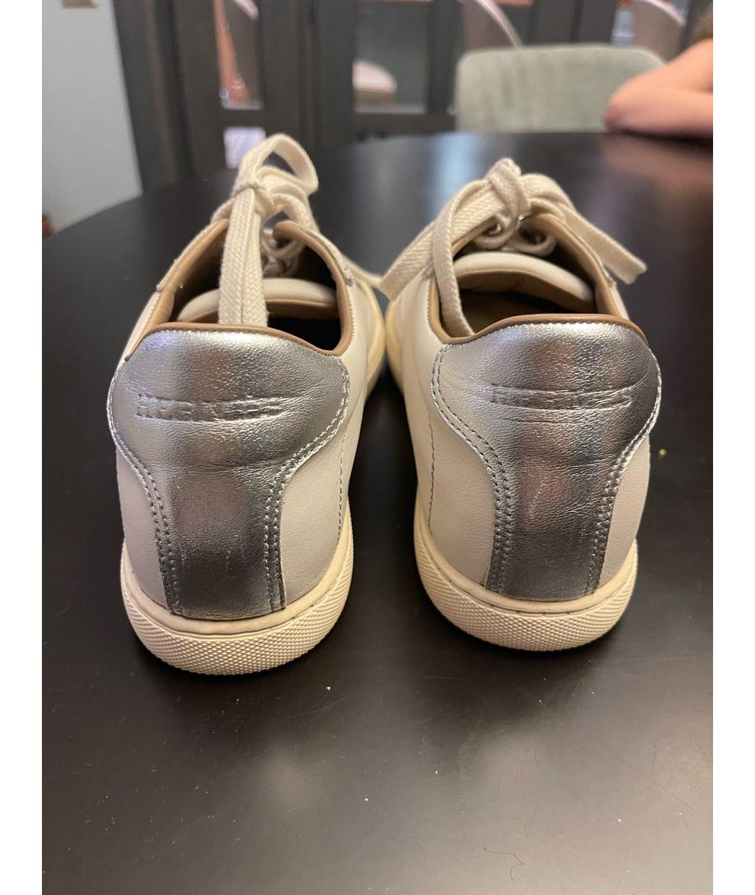 HERMES Белые кожаные кеды, фото 4