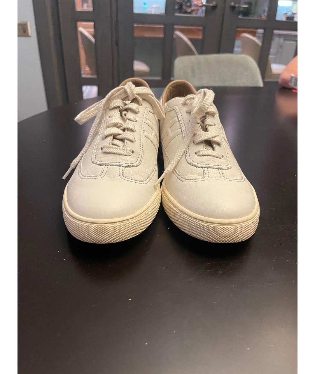 HERMES Белые кожаные кеды, фото 3