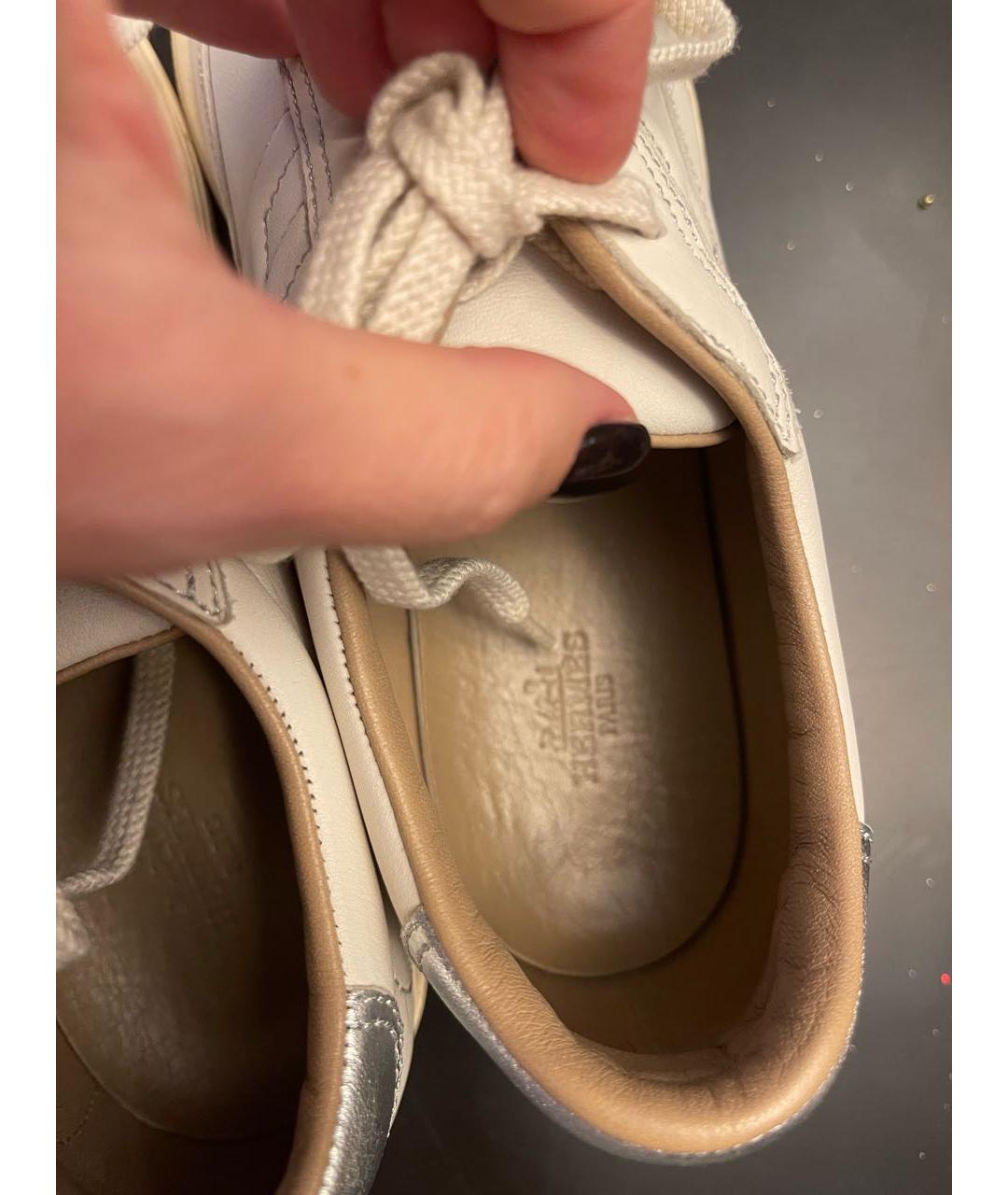 HERMES Белые кожаные кеды, фото 6