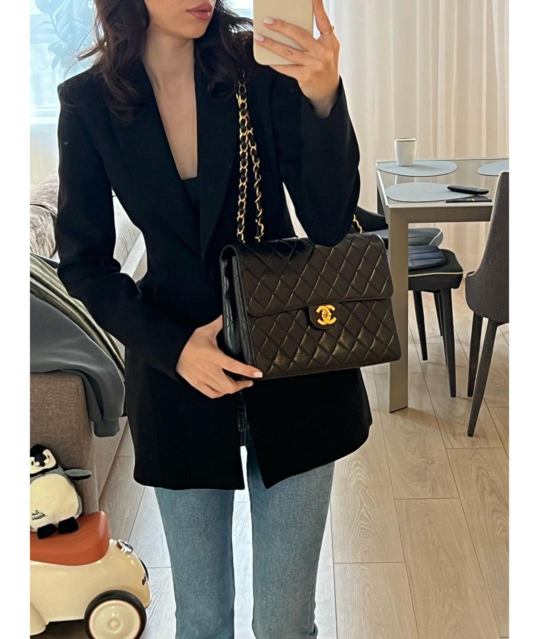 CHANEL Черная кожаная сумка через плечо, фото 7