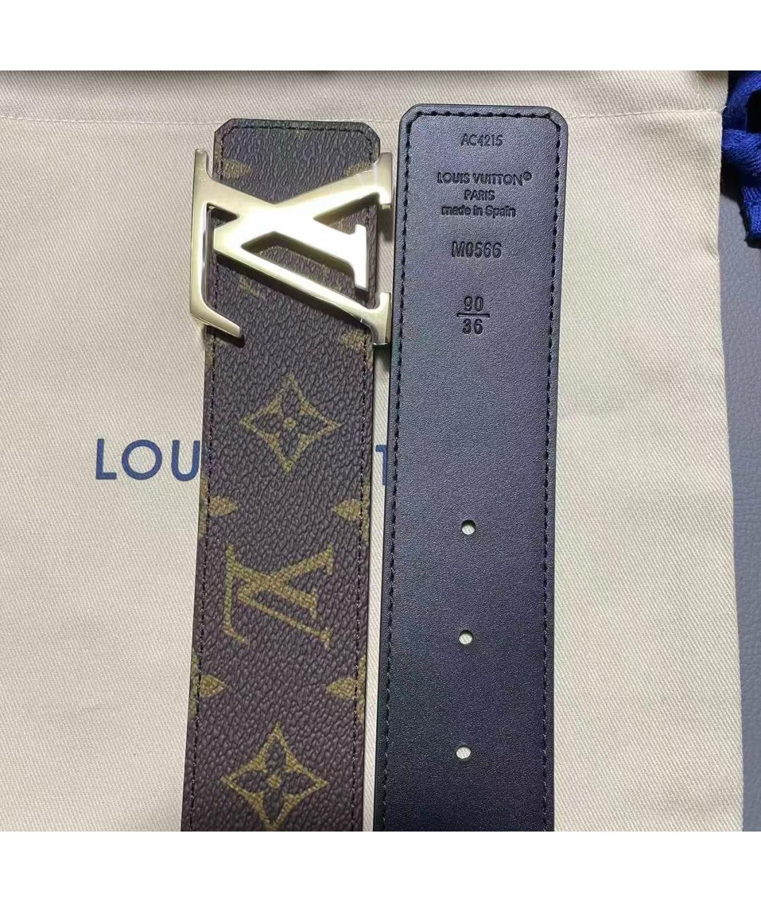 LOUIS VUITTON Коричневый кожаный ремень, фото 4