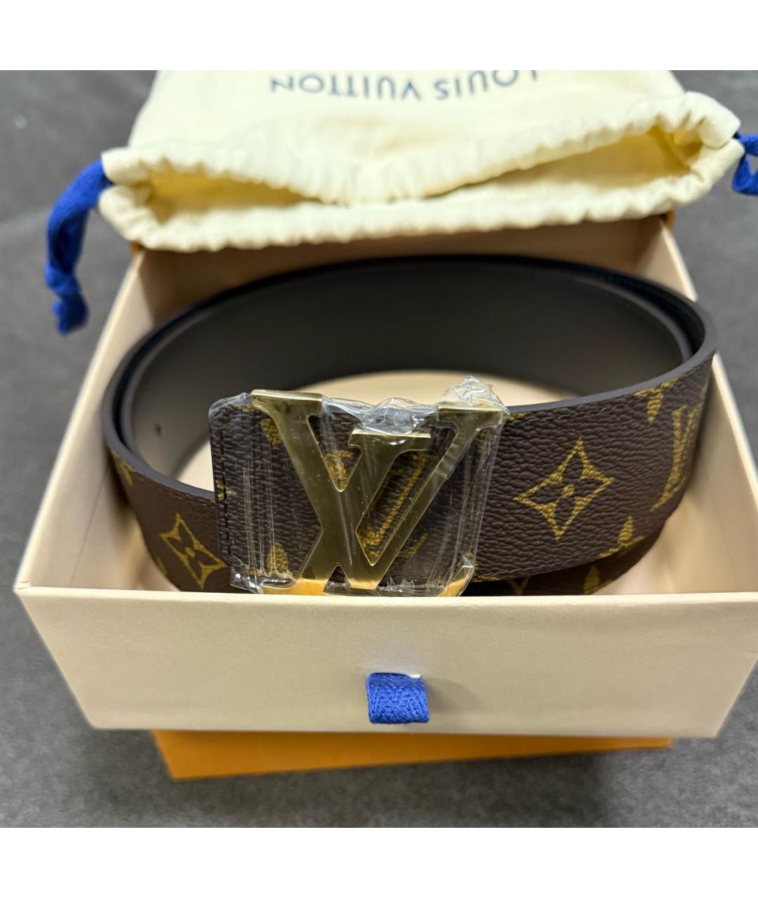 LOUIS VUITTON Коричневый кожаный ремень, фото 3