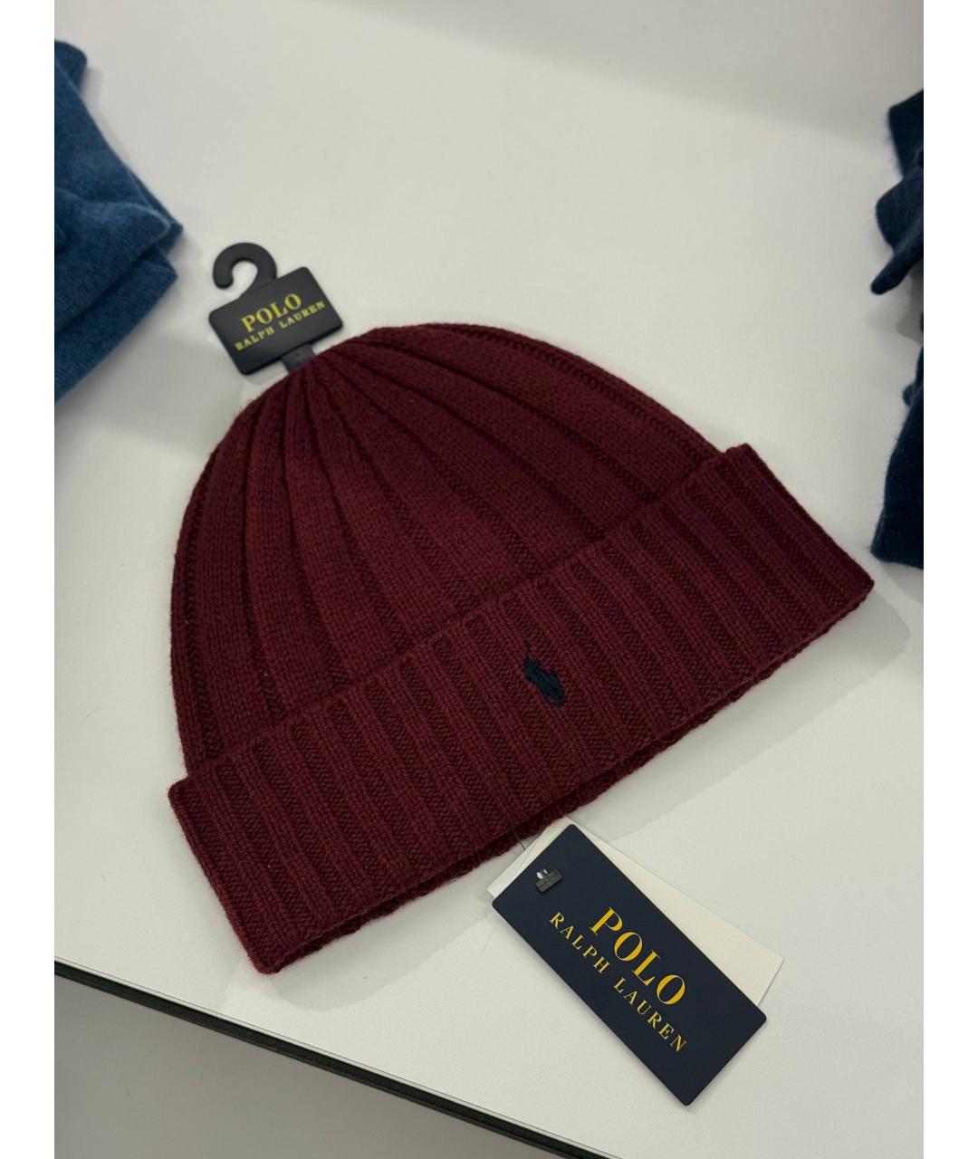 POLO RALPH LAUREN Бордовая шерстяная шапка, фото 5
