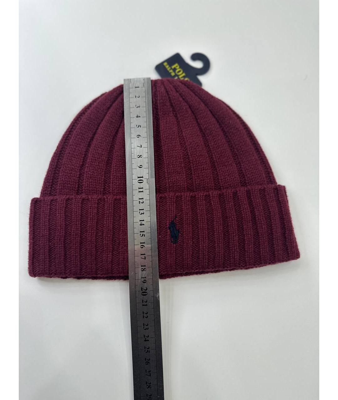 POLO RALPH LAUREN Бордовая шерстяная шапка, фото 2