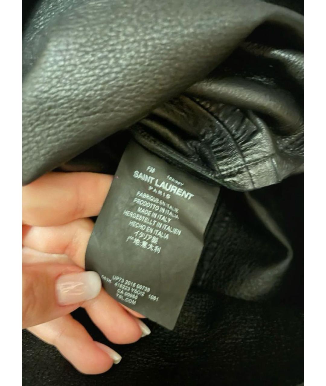 SAINT LAURENT Черное кожаное коктейльное платье, фото 3