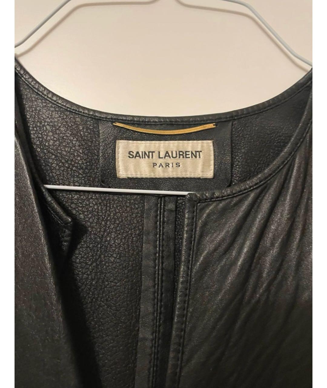 SAINT LAURENT Черное кожаное коктейльное платье, фото 2