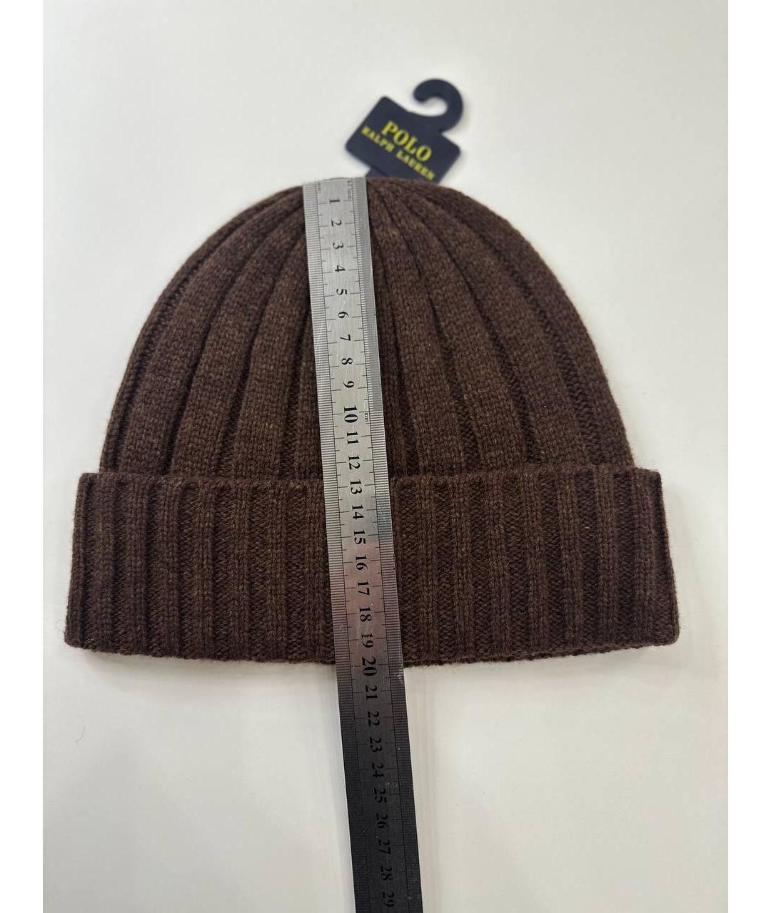 POLO RALPH LAUREN Коричневая шерстяная шапка, фото 2