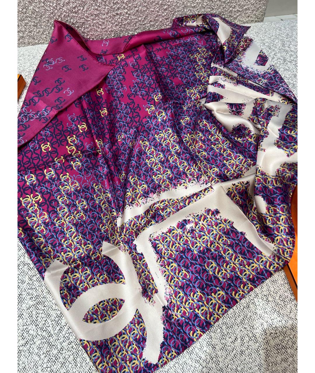 CHANEL Розовый шелковый платок, фото 5