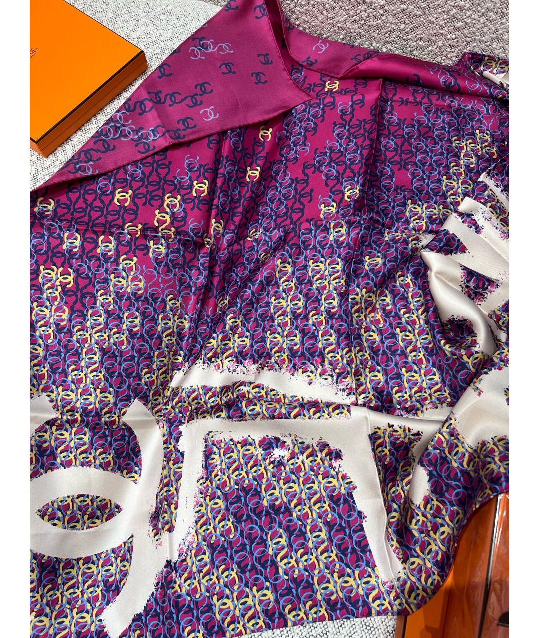 CHANEL Розовый шелковый платок, фото 2