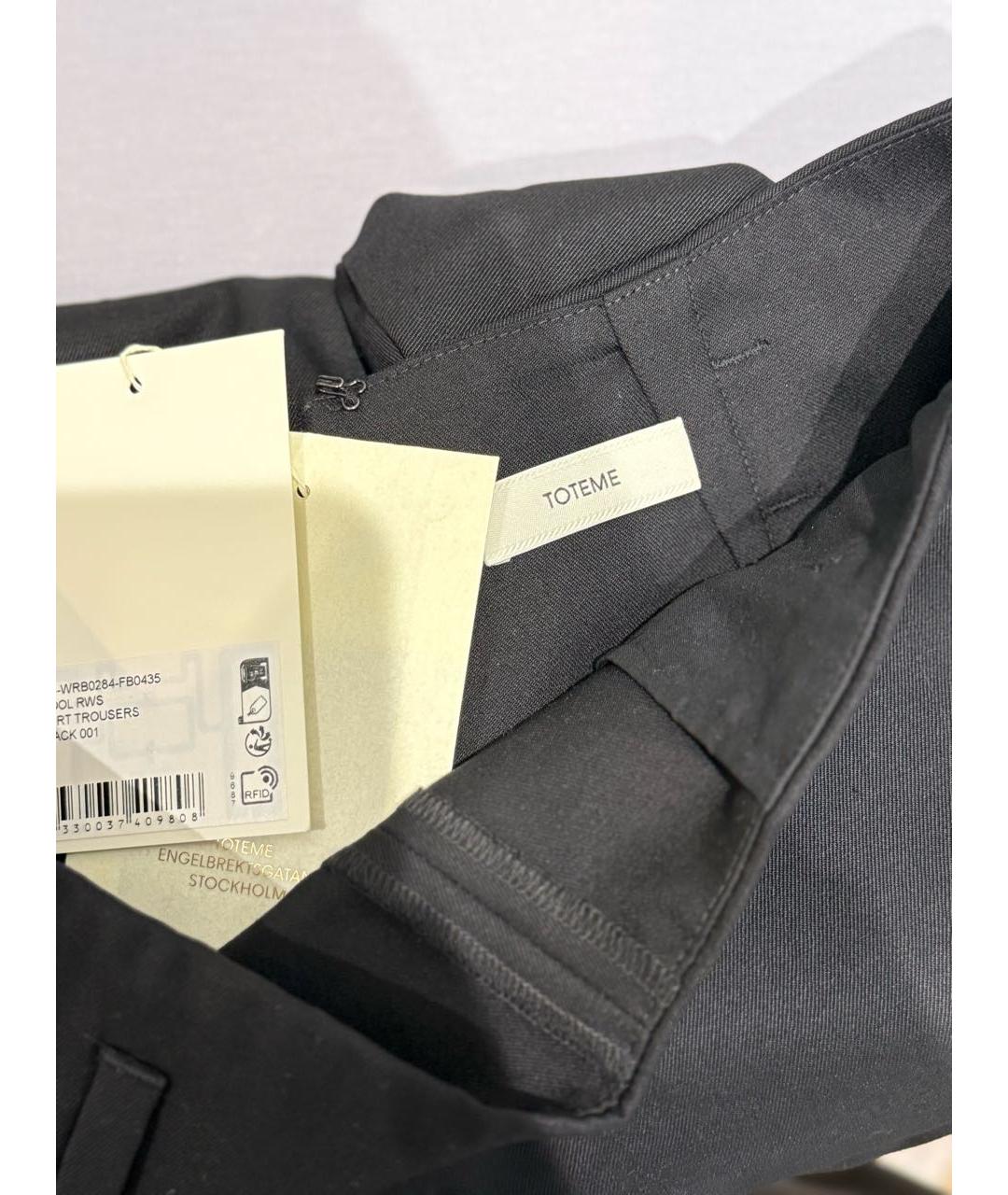 TOTEME Черные шерстяные прямые брюки, фото 5