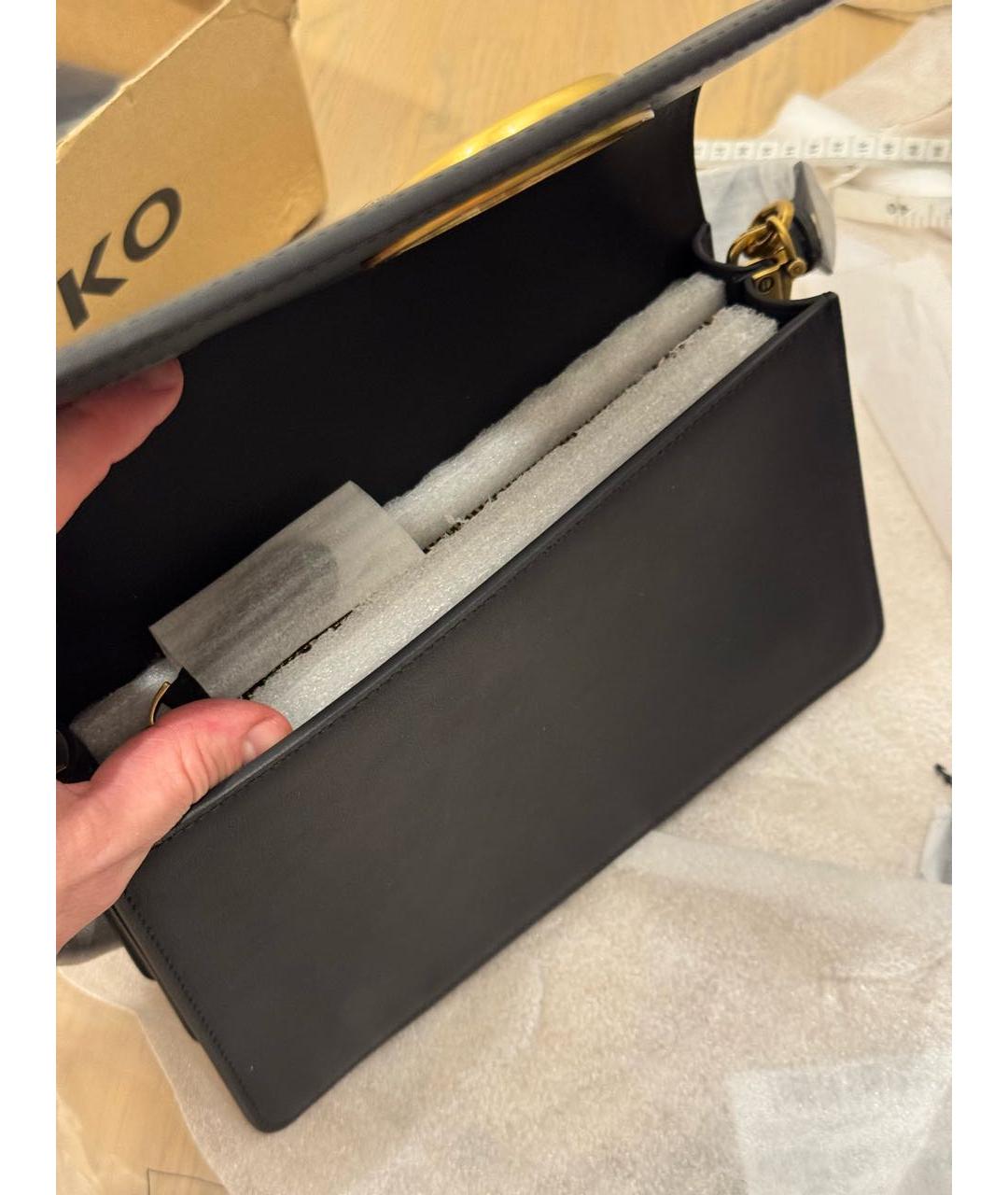 PINKO Черная кожаная сумка через плечо, фото 6