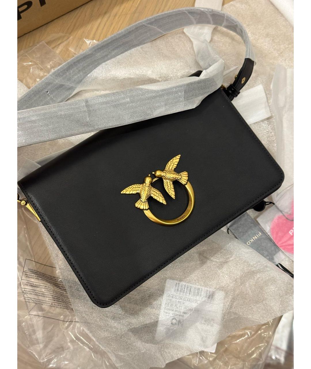 PINKO Черная кожаная сумка через плечо, фото 3