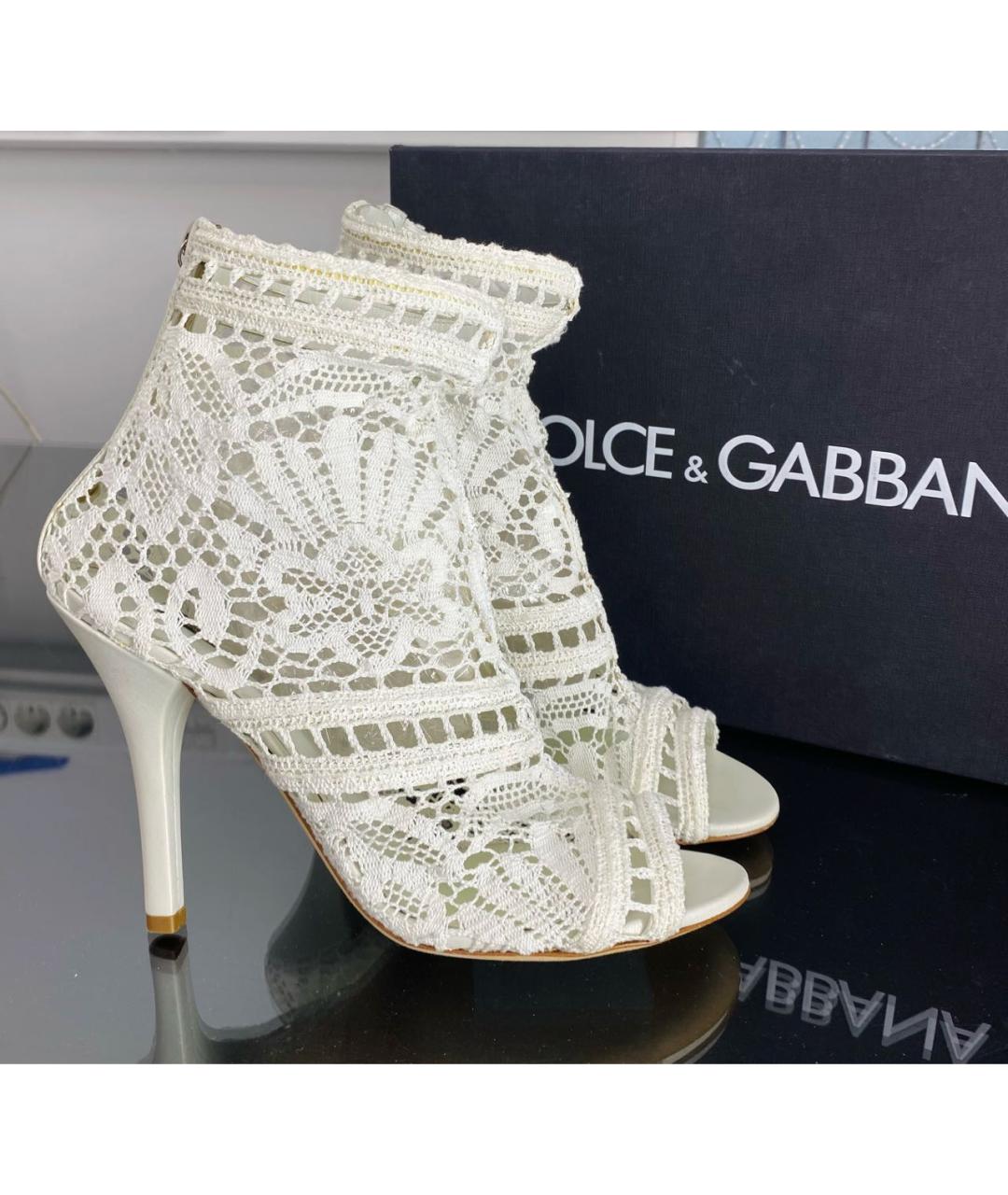 DOLCE&GABBANA Белые текстильные туфли, фото 5