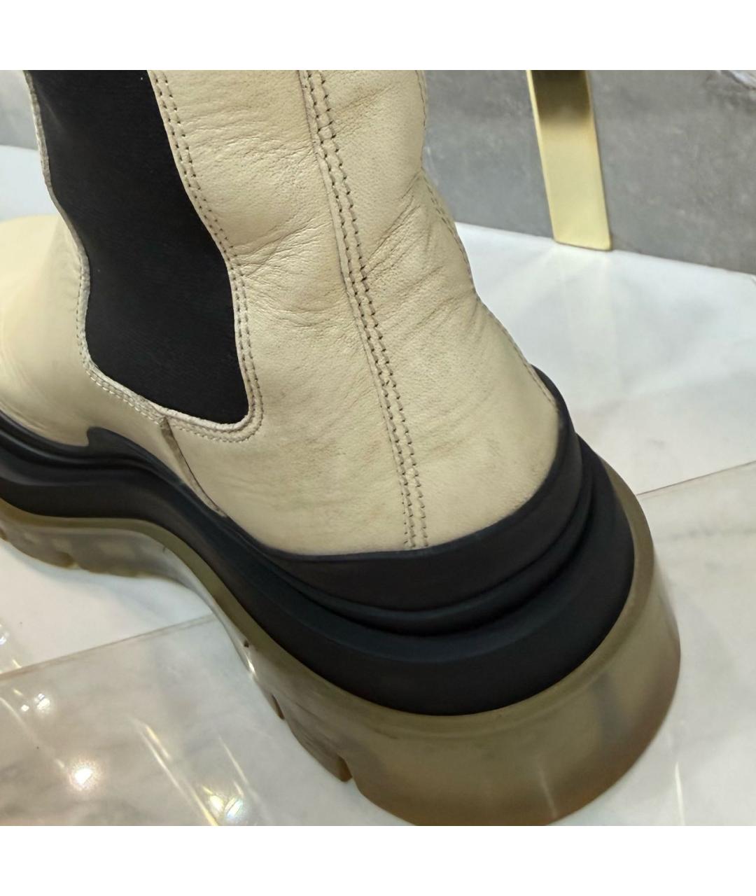 BOTTEGA VENETA Бежевые кожаные ботинки, фото 6