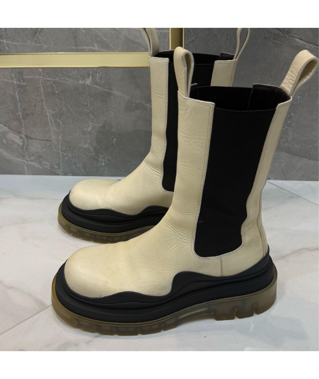 BOTTEGA VENETA Бежевые кожаные ботинки, фото 3
