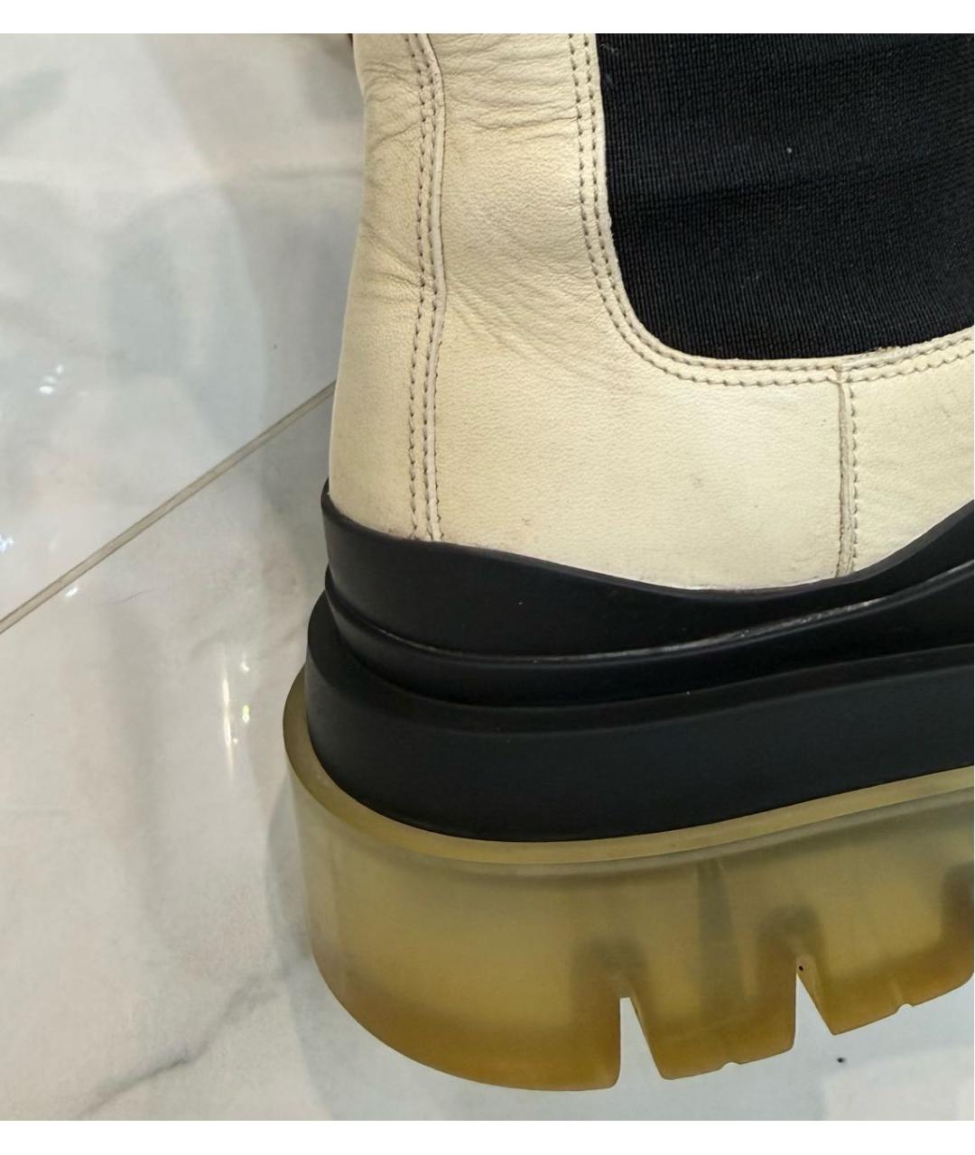 BOTTEGA VENETA Бежевые кожаные ботинки, фото 8