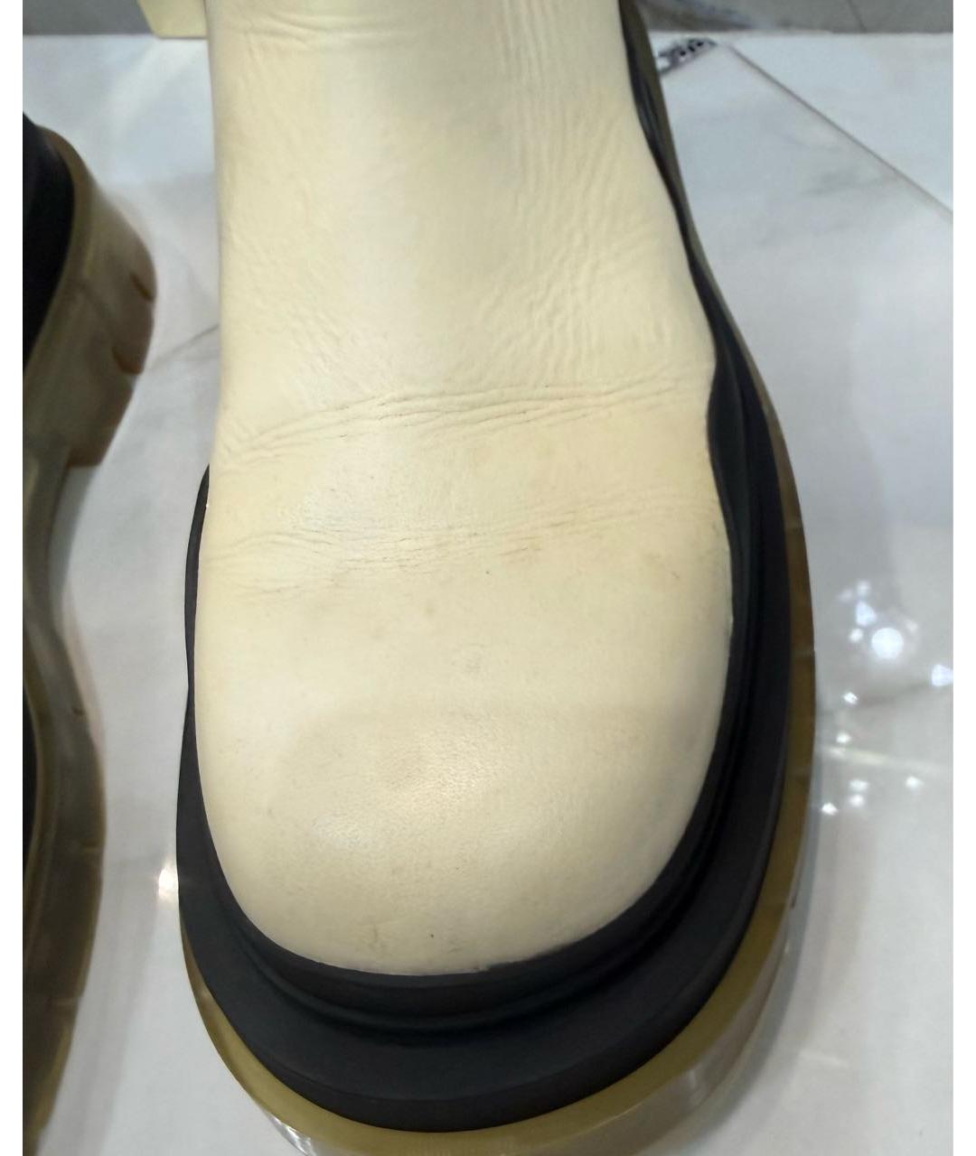 BOTTEGA VENETA Бежевые кожаные ботинки, фото 5