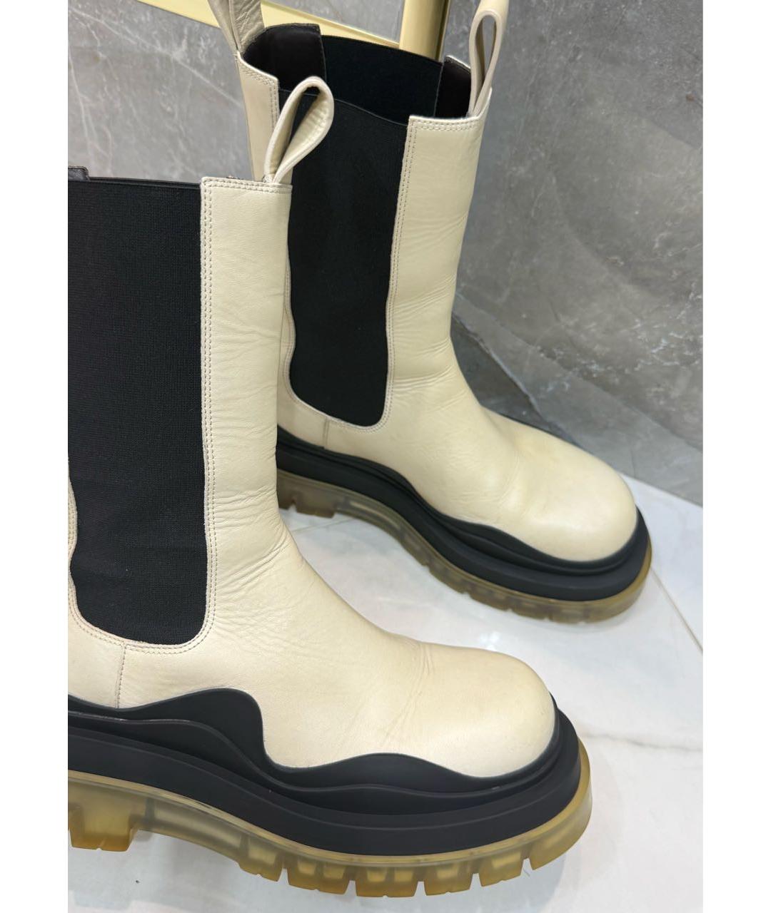 BOTTEGA VENETA Бежевые кожаные ботинки, фото 7