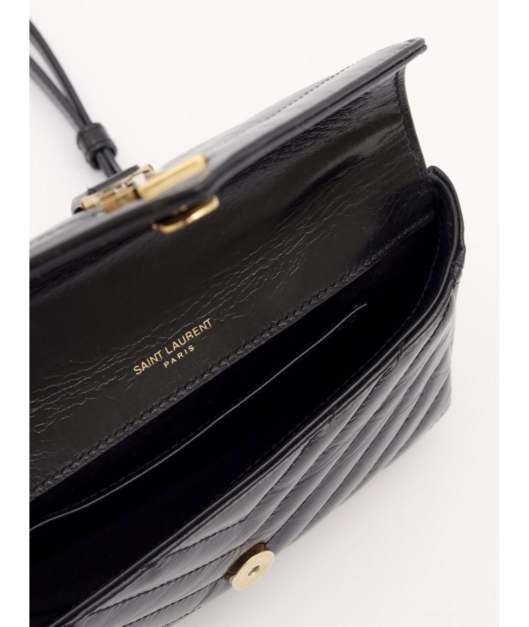 SAINT LAURENT Черная кожаная сумка через плечо, фото 2