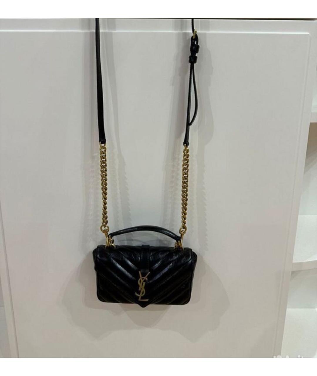 SAINT LAURENT Черная кожаная сумка через плечо, фото 4