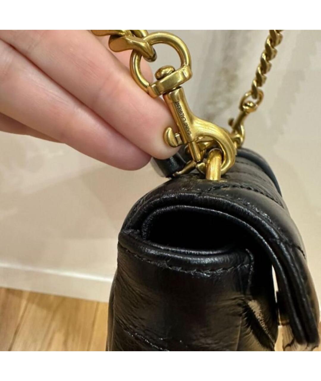 SAINT LAURENT Черная кожаная сумка через плечо, фото 3