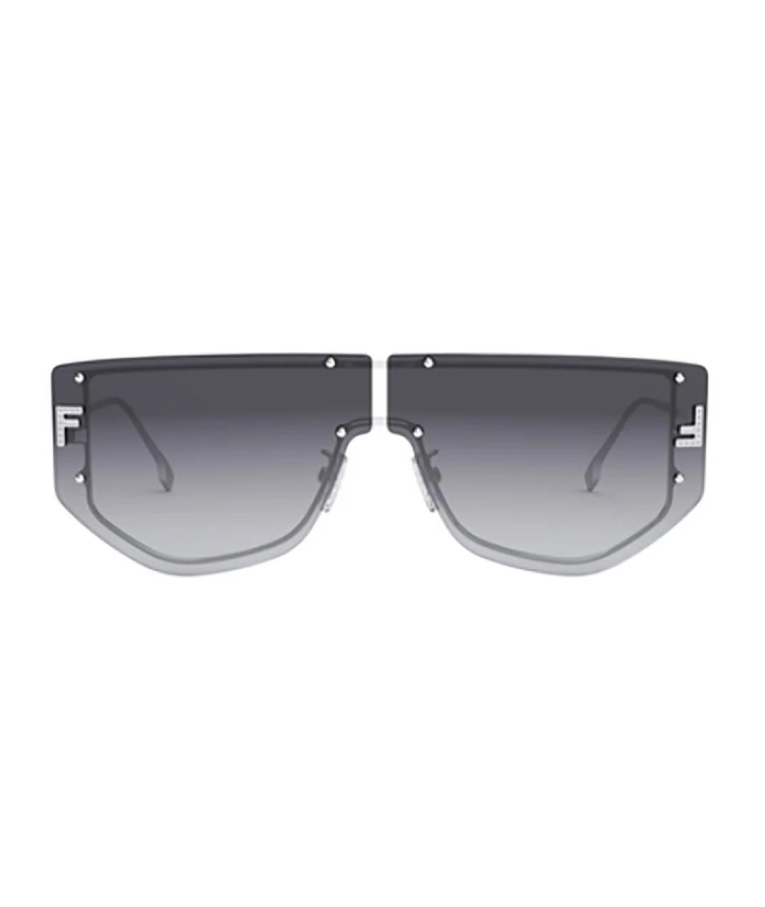 FENDI Серебряные металлические солнцезащитные очки, фото 3