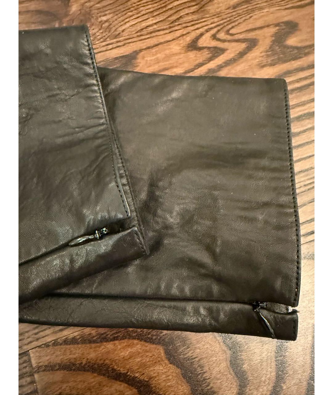 CHANEL Черные кожаные брюки узкие, фото 4