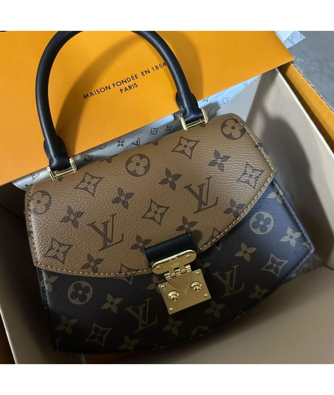 LOUIS VUITTON Коричневая сумка с короткими ручками, фото 3