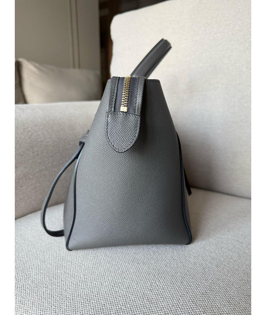 CELINE Серая кожаная сумка с короткими ручками, фото 4