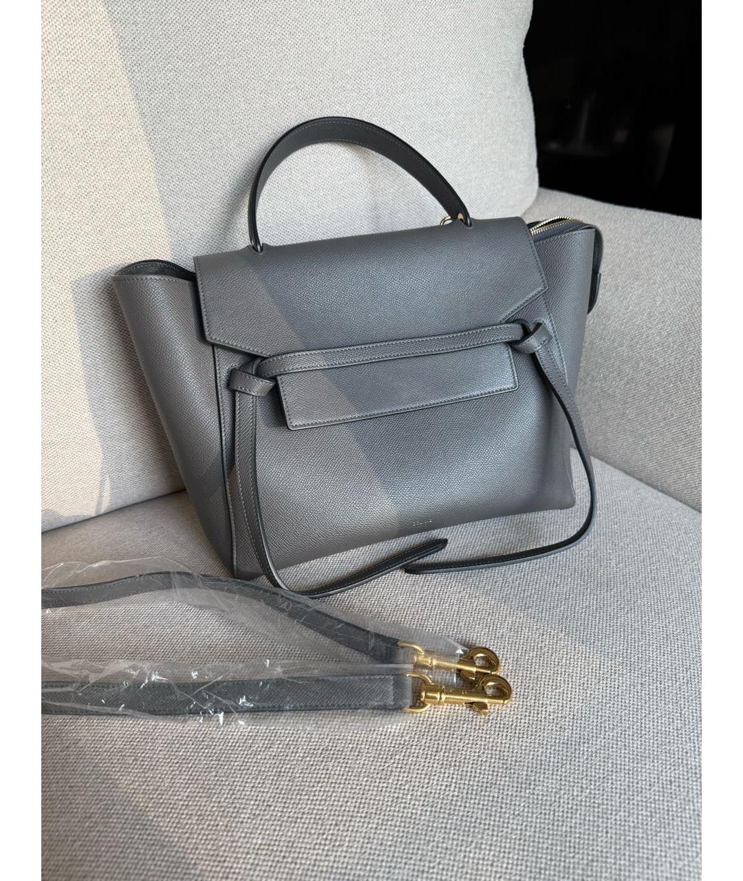 CELINE Серая кожаная сумка с короткими ручками, фото 2