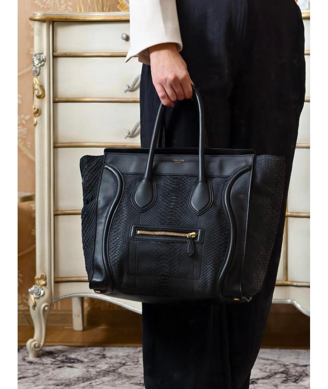 CELINE Черная кожаная сумка с короткими ручками, фото 6