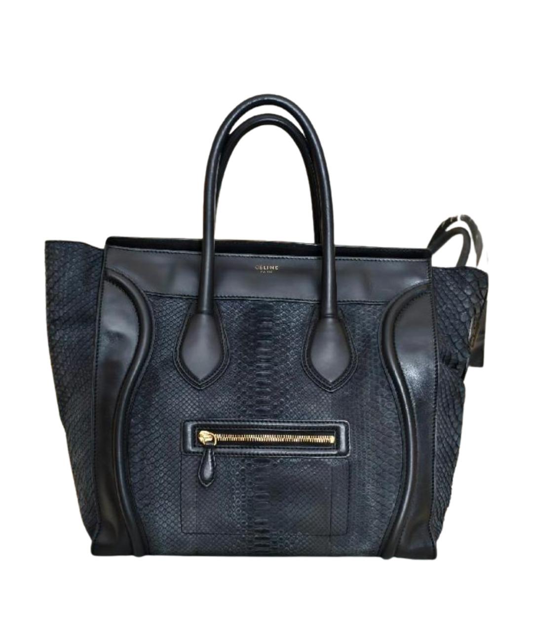 CELINE Черная кожаная сумка с короткими ручками, фото 1