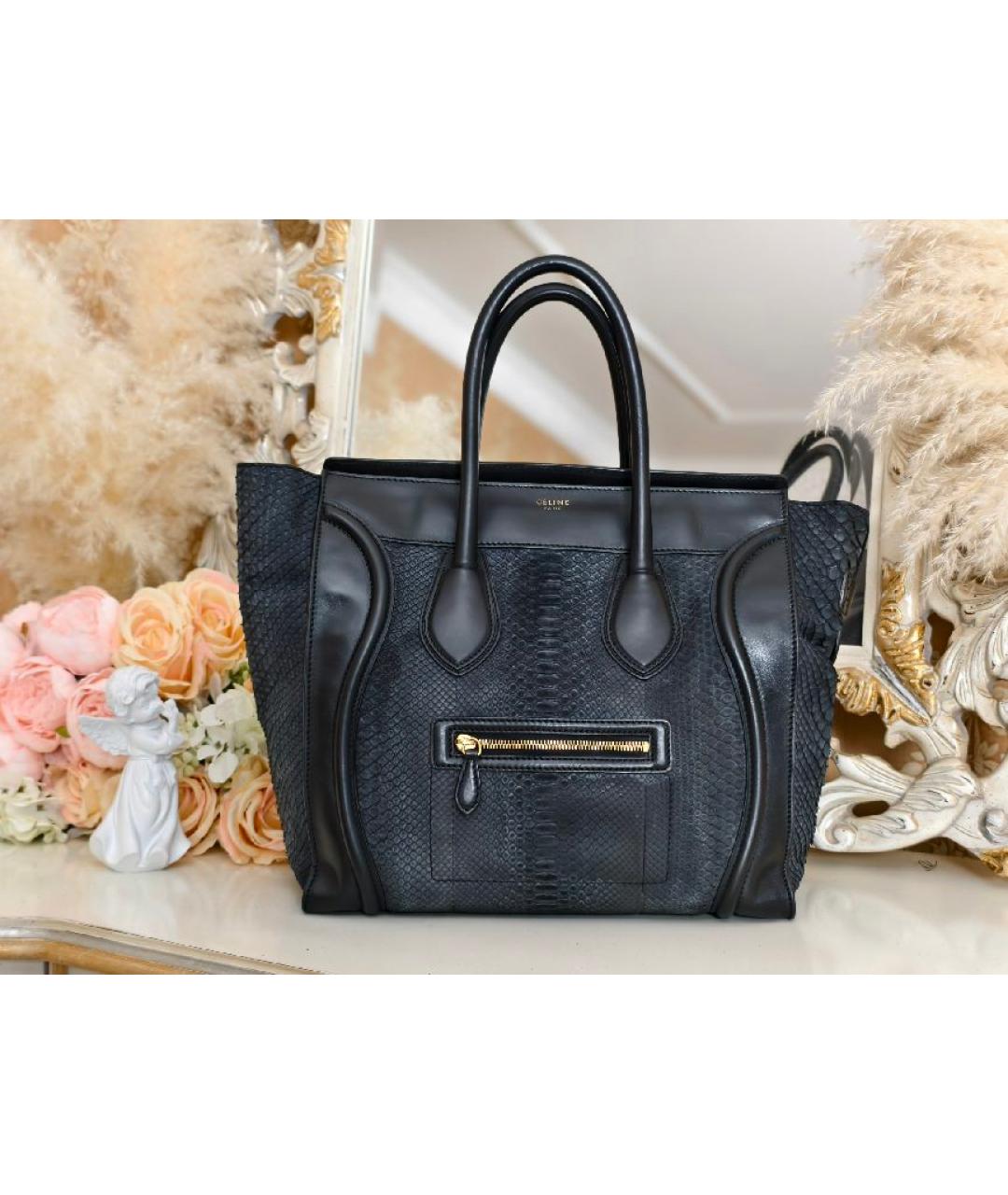 CELINE Черная кожаная сумка с короткими ручками, фото 10