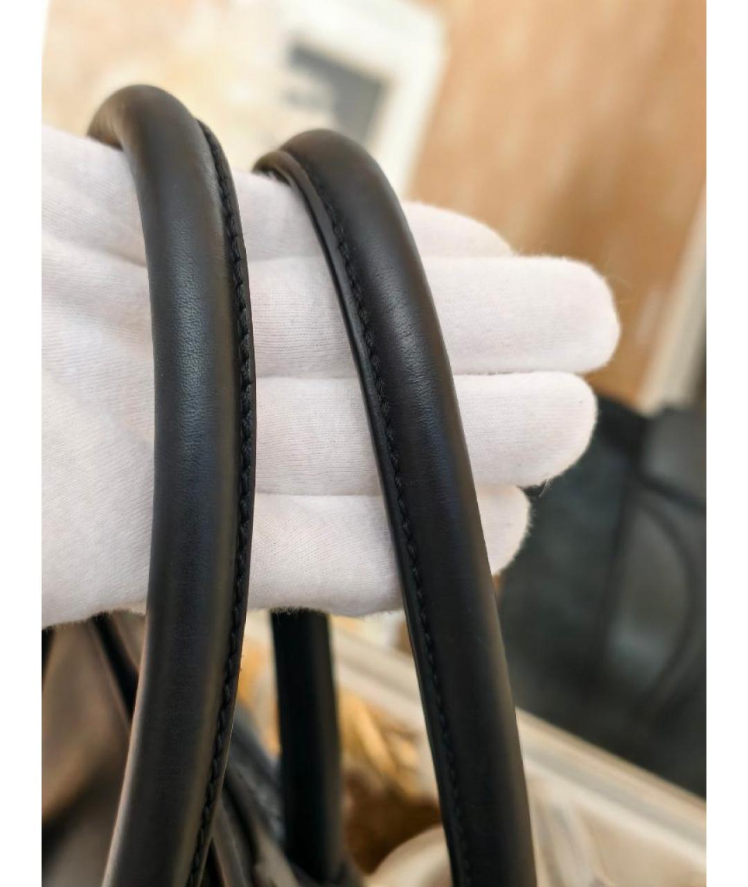 CELINE Черная кожаная сумка с короткими ручками, фото 8