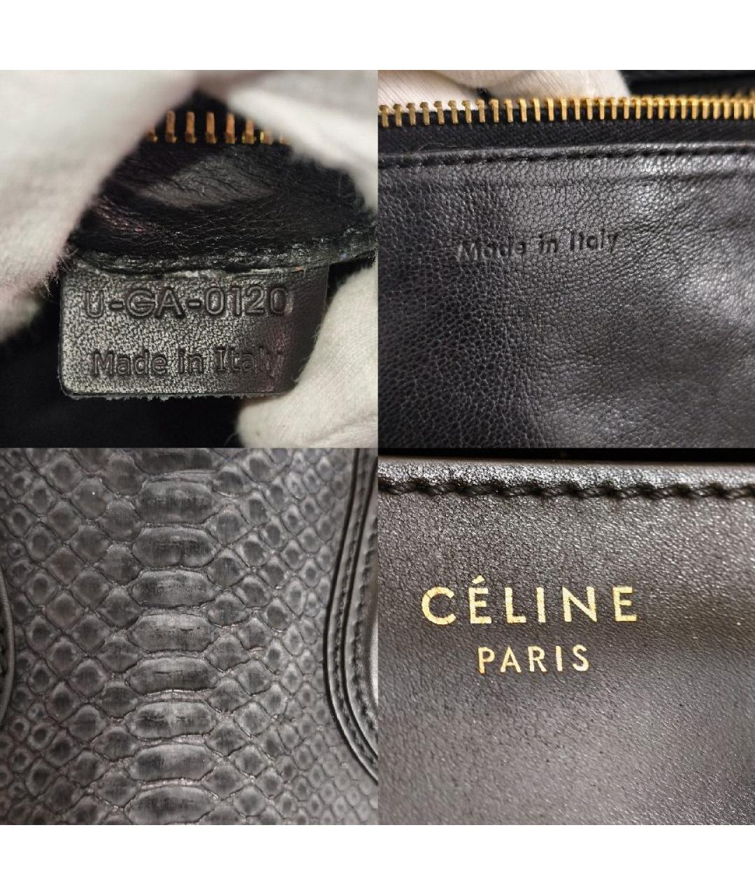 CELINE Черная кожаная сумка с короткими ручками, фото 7