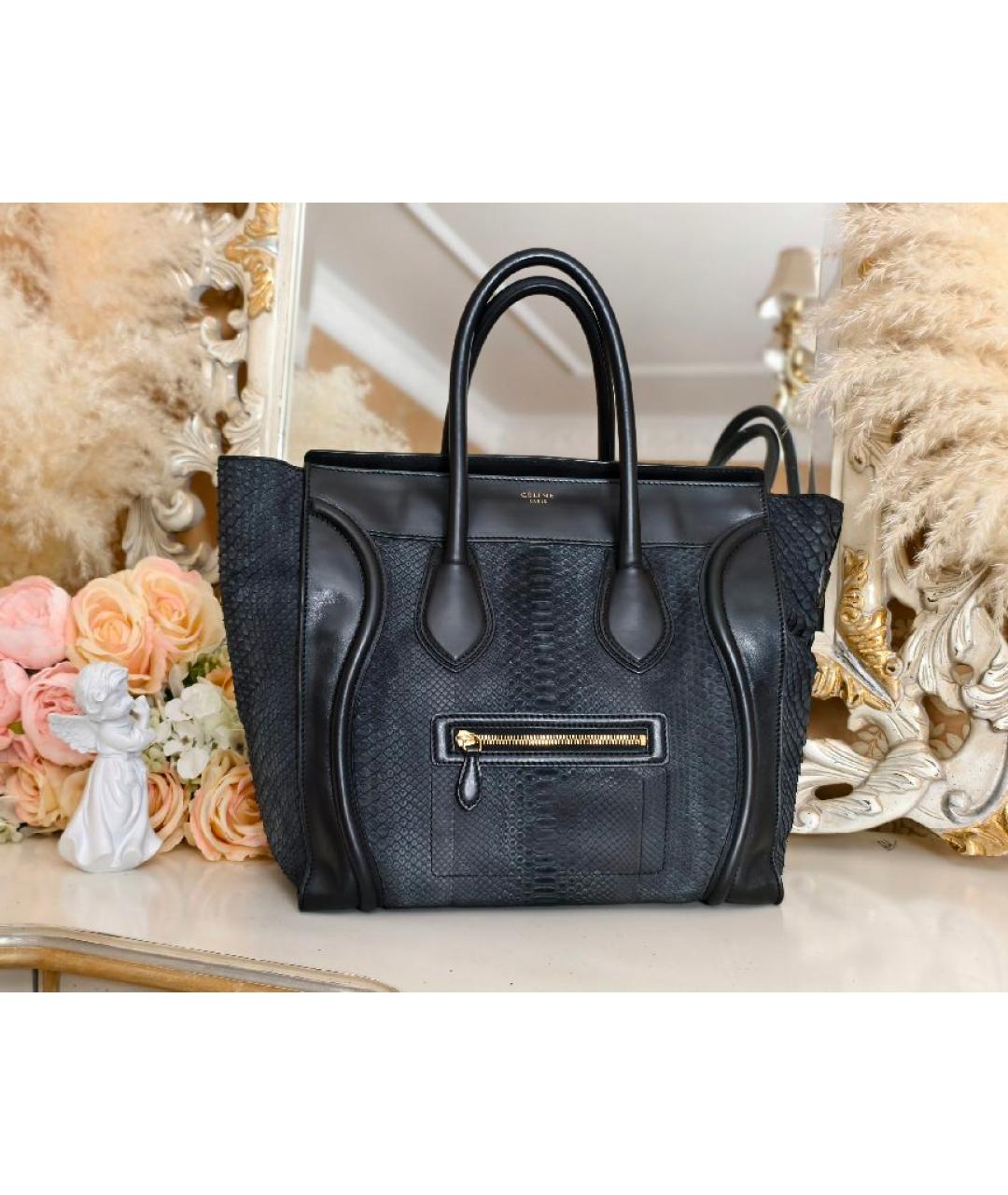 CELINE Черная кожаная сумка с короткими ручками, фото 2