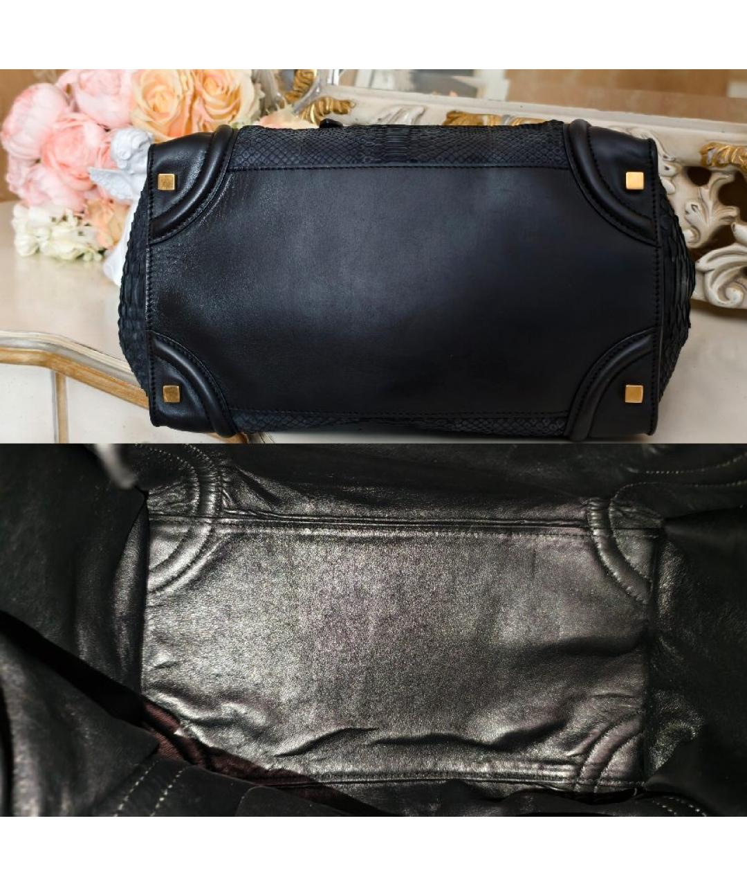 CELINE Черная кожаная сумка с короткими ручками, фото 4