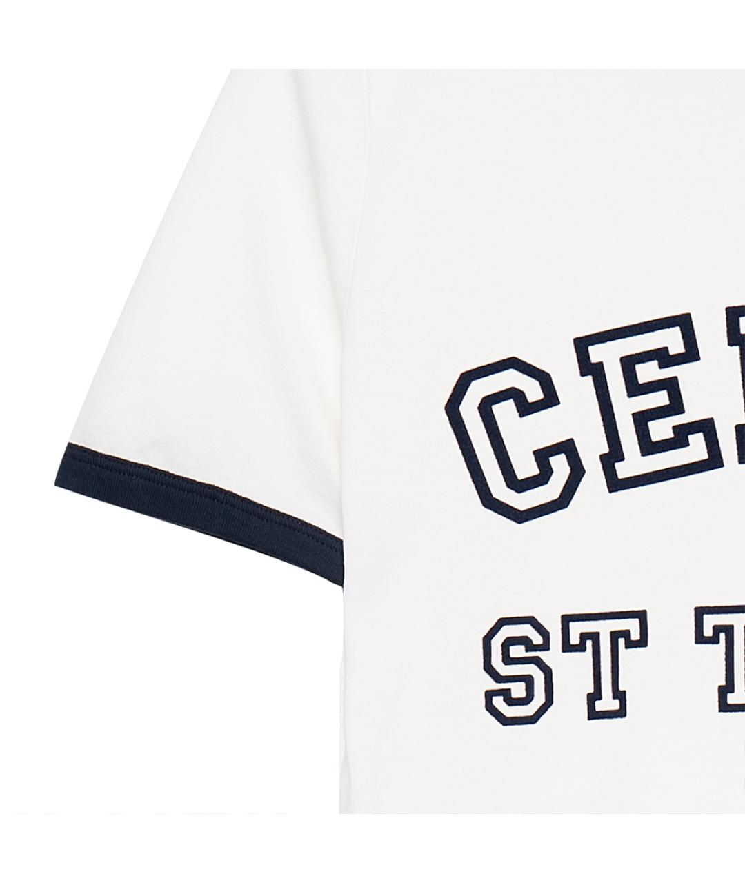 CELINE Белая хлопковая футболка, фото 4