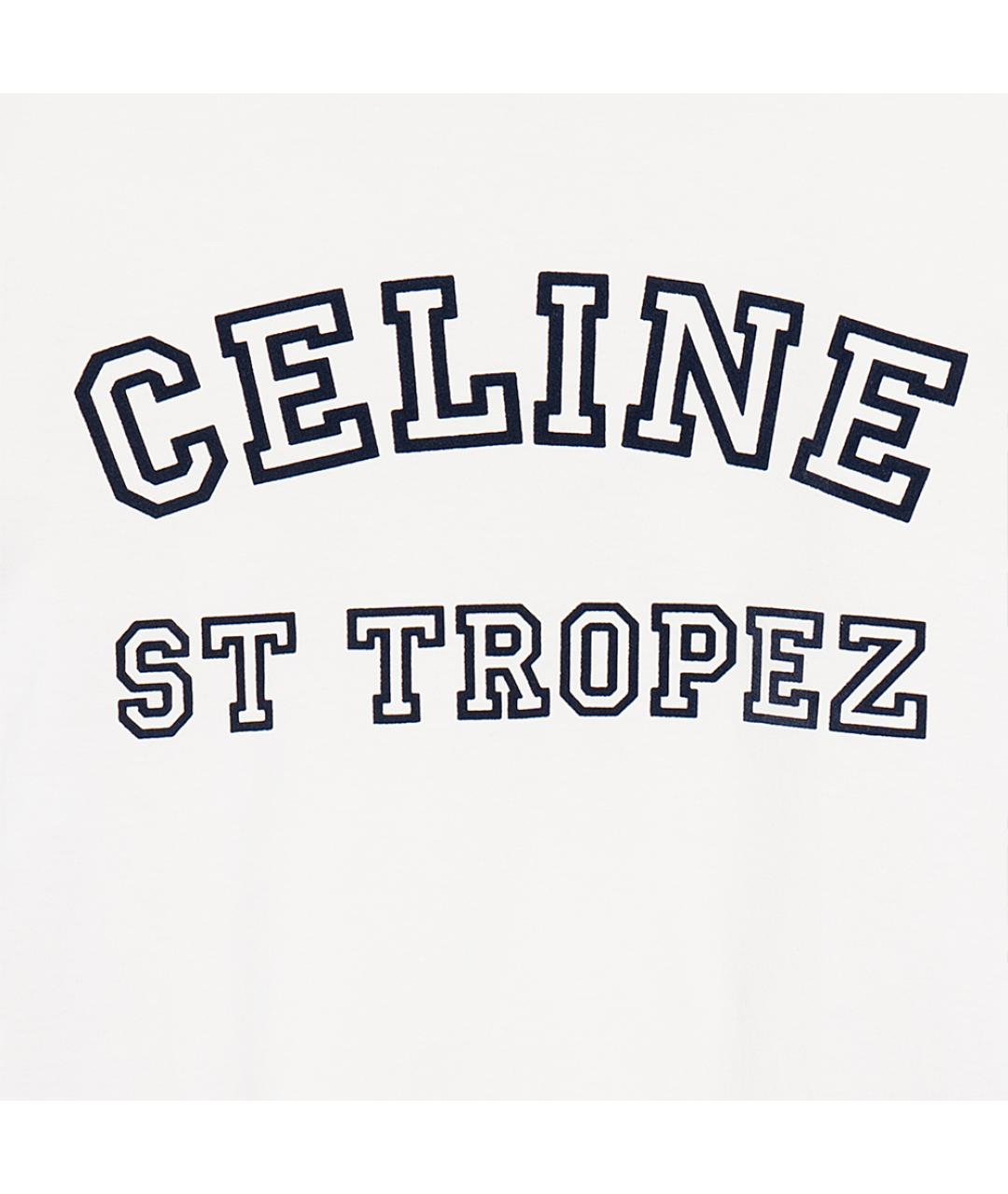 CELINE Белая хлопковая футболка, фото 5